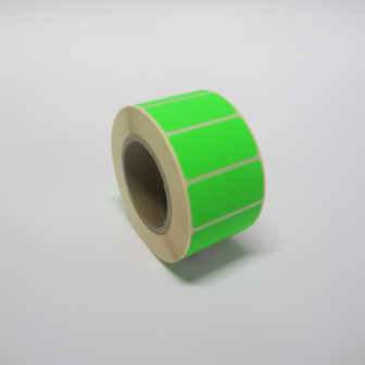 1.000 stickers op rol 20 x 40 mm Fluor Groen