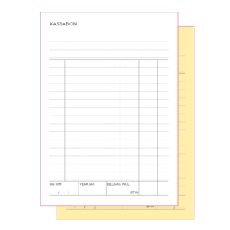 Kassablok A6 - 2x50 vel - doorschrijvend - wit &amp; geel vel - 8 stuks in verpakking