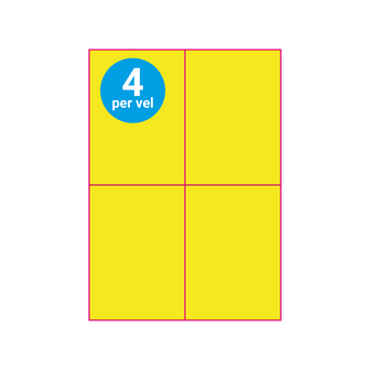 335 vel (1 doosje) - A4 Geperforeerd 105 x 148,5 mm (A6) - 4 per vel 120 grams/m2 - Zonnegeel