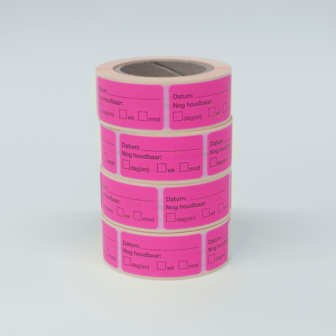 Houdbaarheidsstickers fluor roze 20x40mm