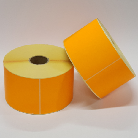 1.000 stickers op rol Fluor Oranje 100 x 150 mm