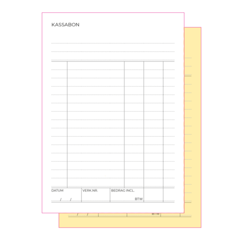 Kassablok A6 - 2x50 vel - doorschrijvend - wit & geel vel - 8 stuks in verpakking